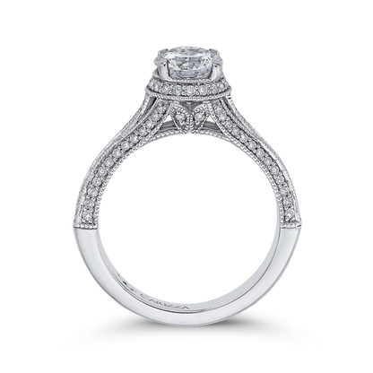 Split Shank Round Diamond Engagement Ring in 14K White Gold (Semi-Mount)