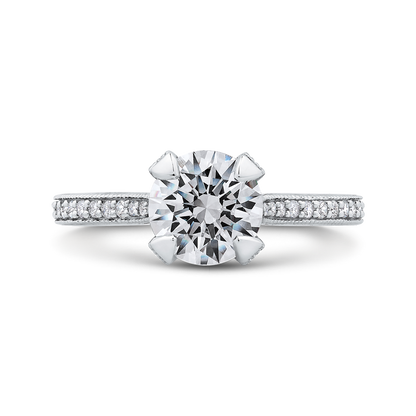 Round Diamond Classic Engagement Ring in 14K White Gold (Semi-Mount)