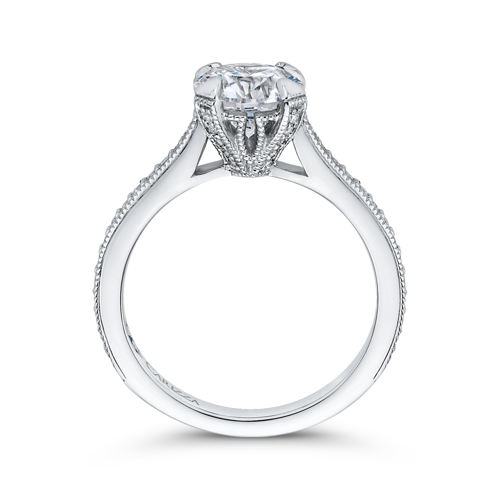 Round Diamond Classic Engagement Ring in 14K White Gold (Semi-Mount)