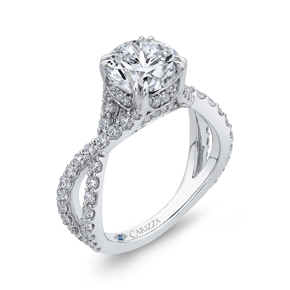 Split Shank Round Diamond Engagement Ring in 14K White Gold (Semi-Mount)