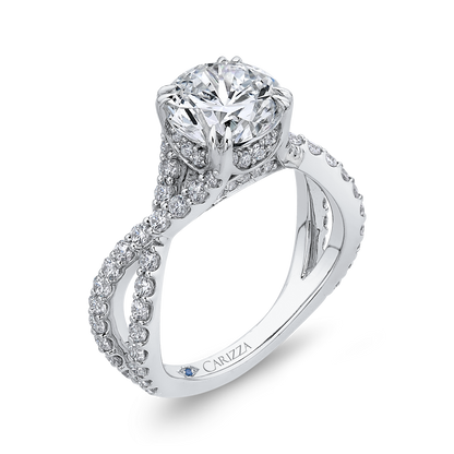 Split Shank Round Diamond Engagement Ring in 14K White Gold (Semi-Mount)