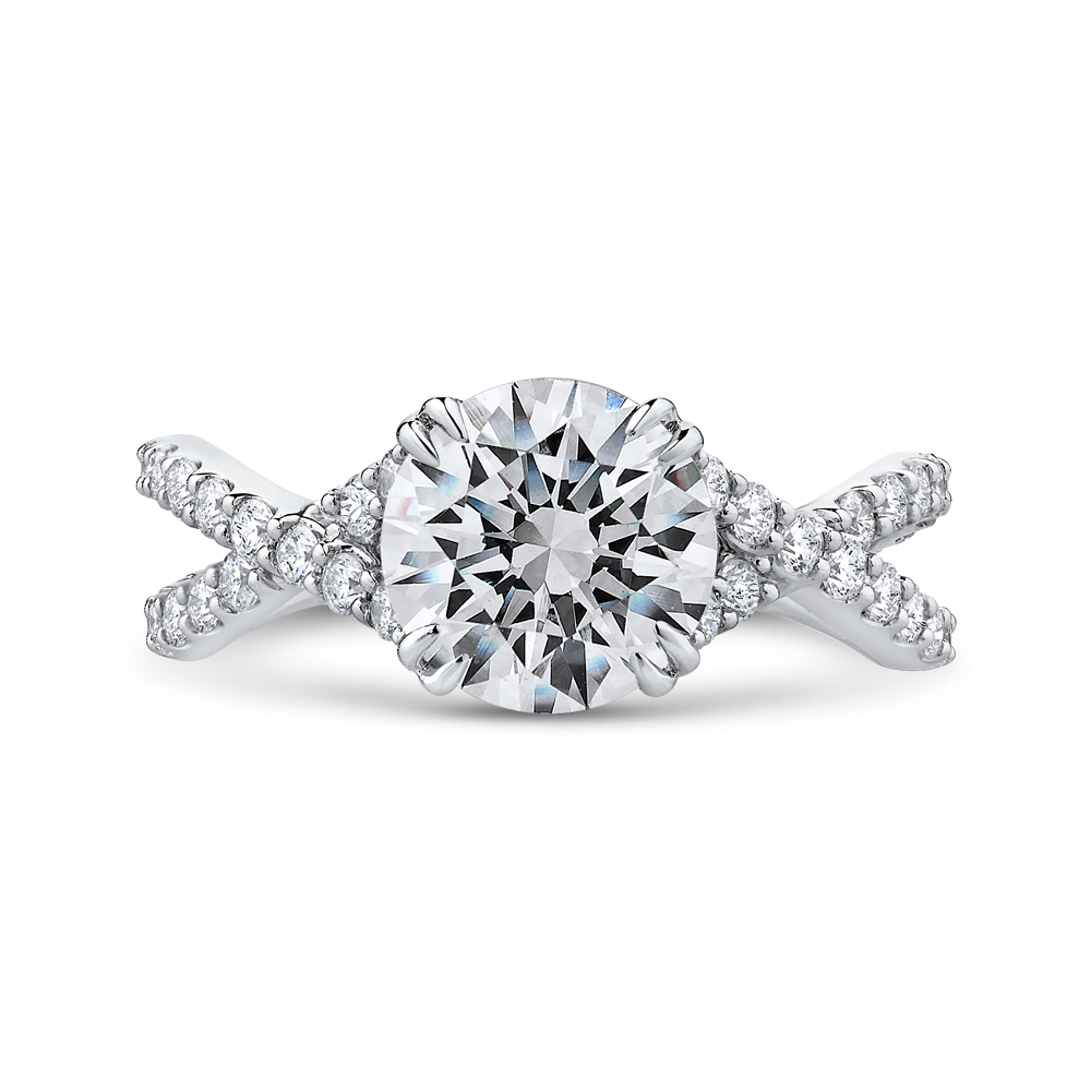 Split Shank Round Diamond Engagement Ring in 14K White Gold (Semi-Mount)