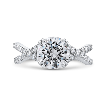 Split Shank Round Diamond Engagement Ring in 14K White Gold (Semi-Mount)