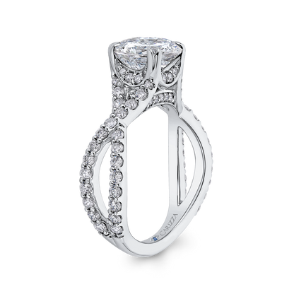 Split Shank Round Diamond Engagement Ring in 14K White Gold (Semi-Mount)