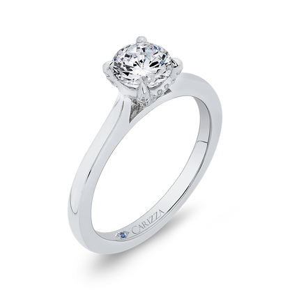 Round Diamond Classic Engagement Ring in 14K White Gold (Semi-Mount)