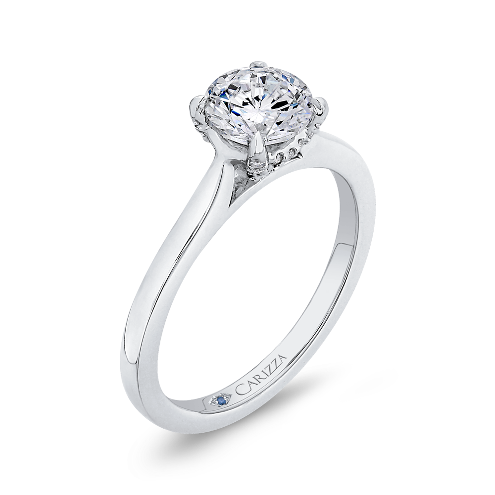 Round Diamond Classic Engagement Ring in 14K White Gold (Semi-Mount)