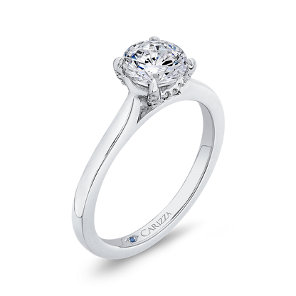 Round Diamond Classic Engagement Ring in 14K White Gold (Semi-Mount)