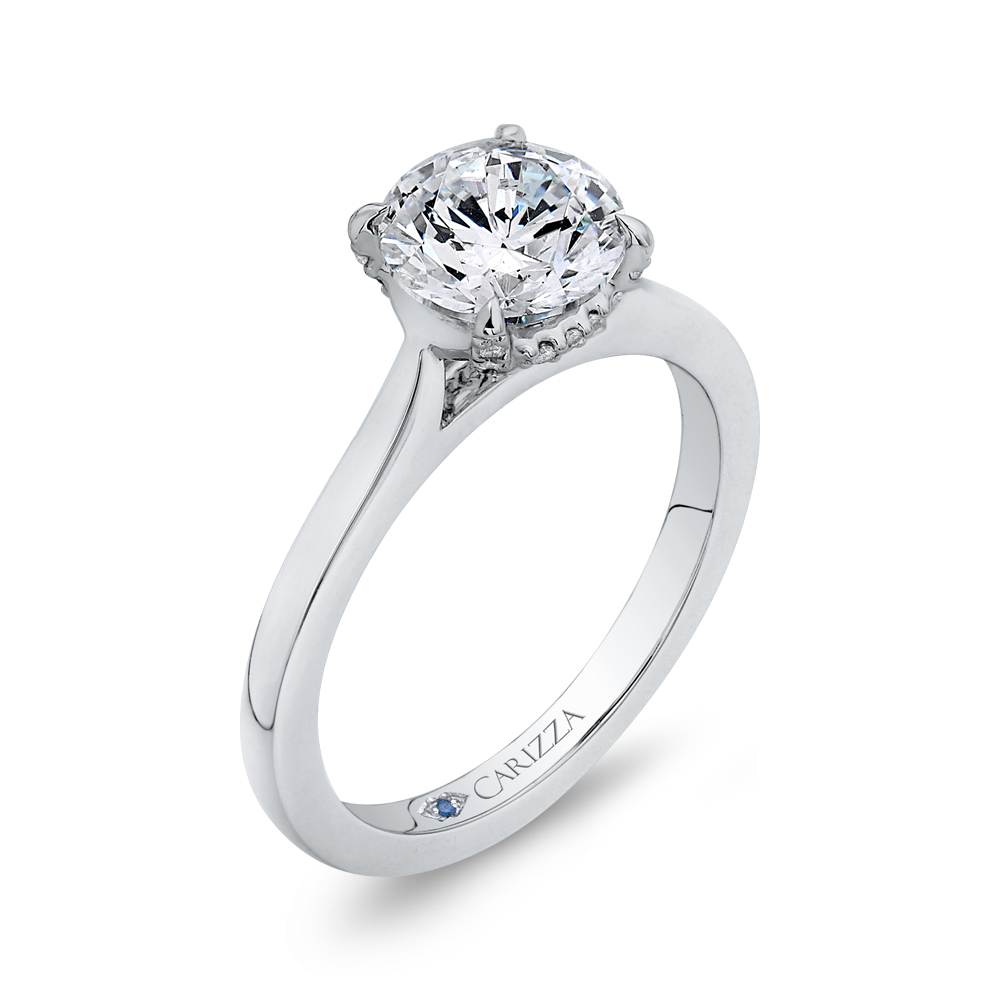 Round Diamond Classic Engagement Ring in 14K White Gold (Semi-Mount)