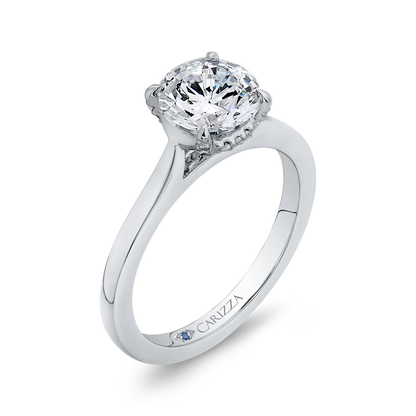 Round Diamond Classic Engagement Ring in 14K White Gold (Semi-Mount)