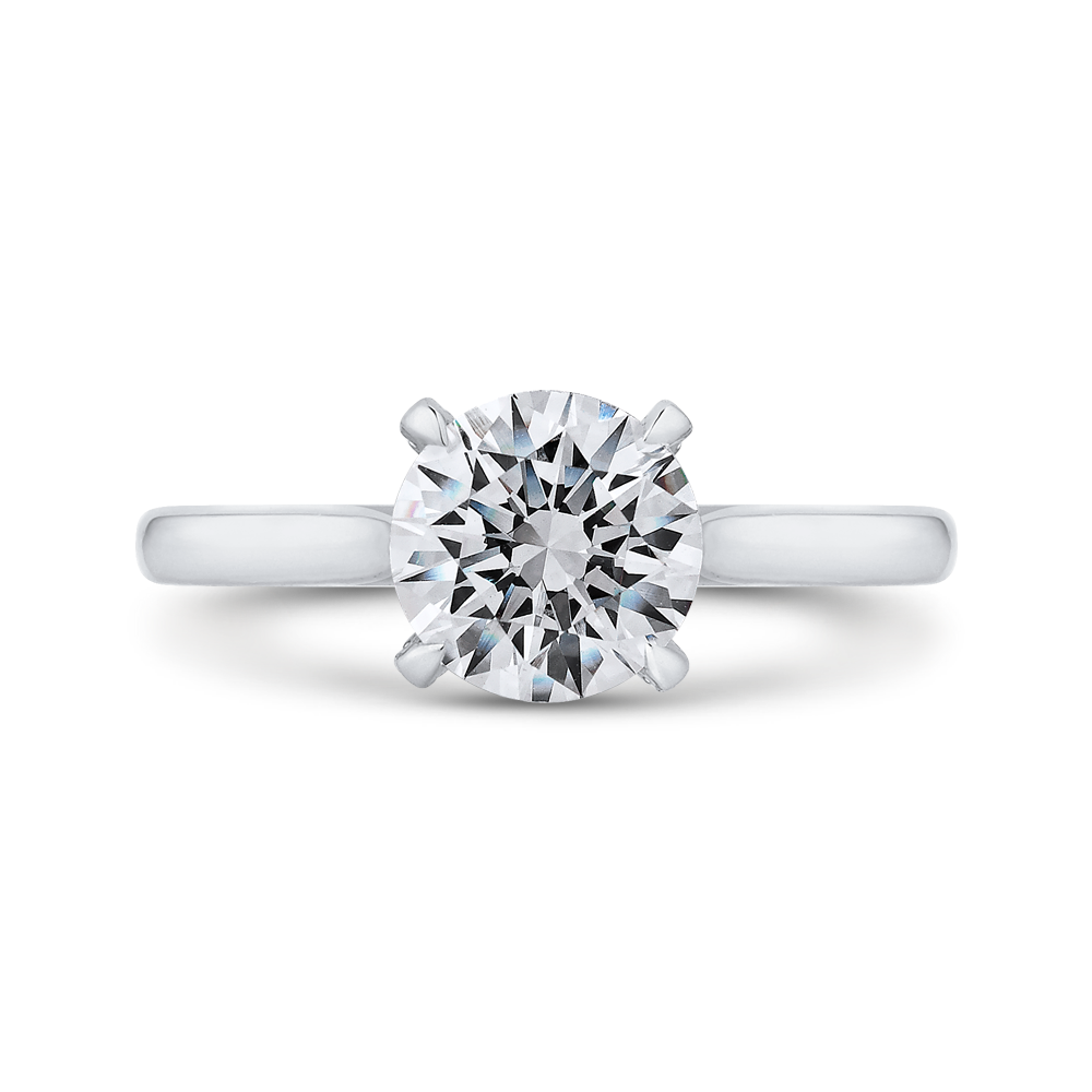 Round Diamond Classic Engagement Ring in 14K White Gold (Semi-Mount)