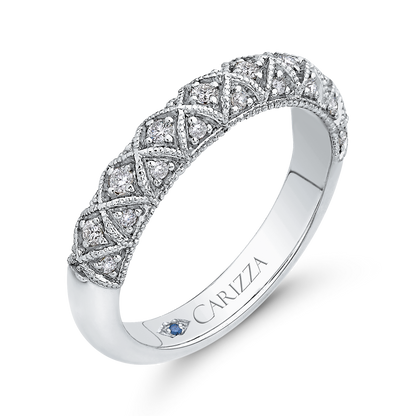 Round Diamond Half-Eternity Wedding Band in 14K White Gold