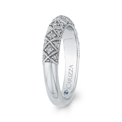 Round Diamond Half-Eternity Wedding Band in 14K White Gold