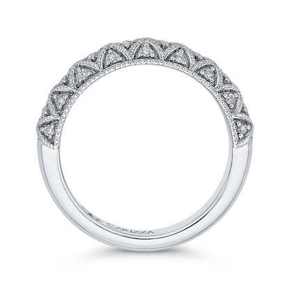 Round Diamond Half-Eternity Wedding Band in 14K White Gold