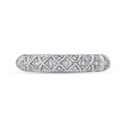 Round Diamond Half-Eternity Wedding Band in 14K White Gold