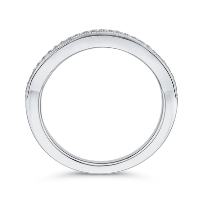 Round Diamond Half-Eternity Wedding Band in 14K White Gold