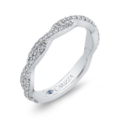 Round Diamond Crossover Wedding Band in 14K White Gold