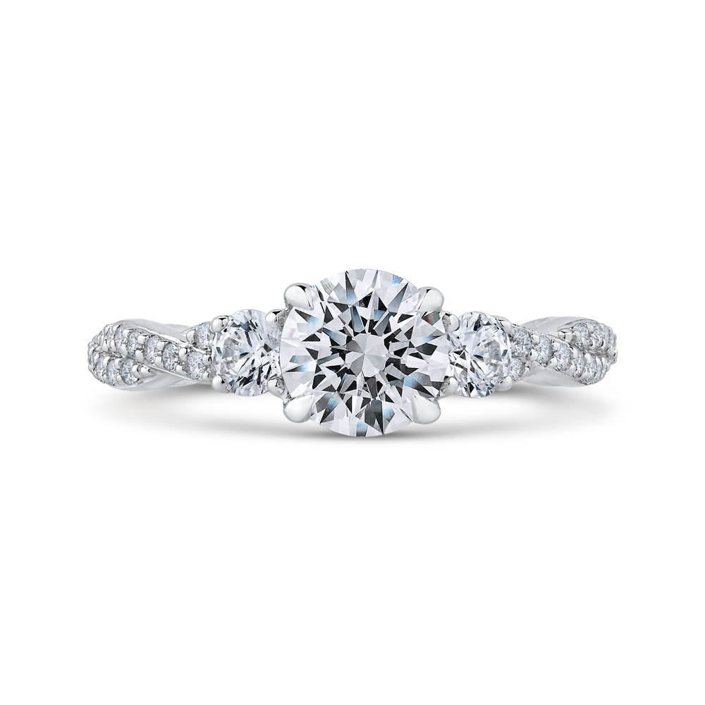 Split Shank Round Diamond Engagement Ring in 14K White Gold (Semi-Mount)