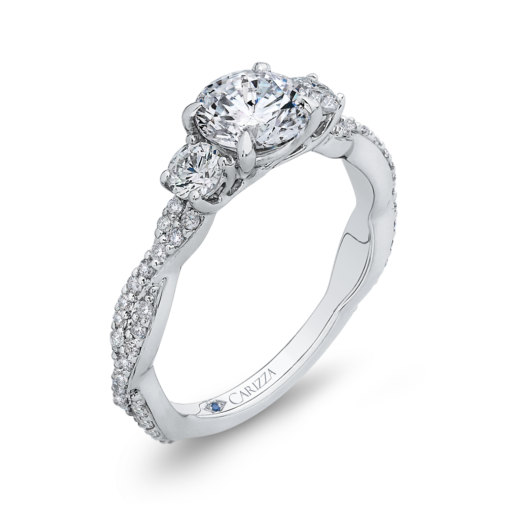 Split Shank Round Diamond Engagement Ring in 14K White Gold (Semi-Mount)