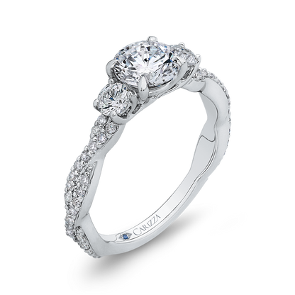 Split Shank Round Diamond Engagement Ring in 14K White Gold (Semi-Mount)