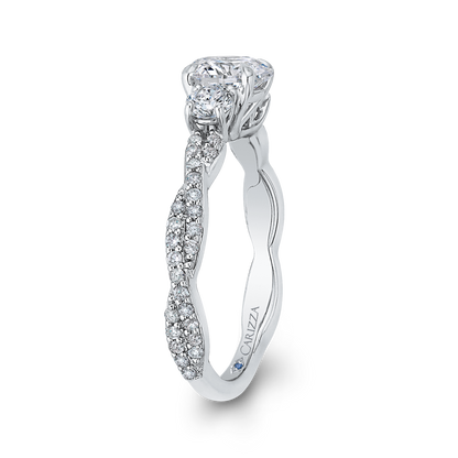 Split Shank Round Diamond Engagement Ring in 14K White Gold (Semi-Mount)