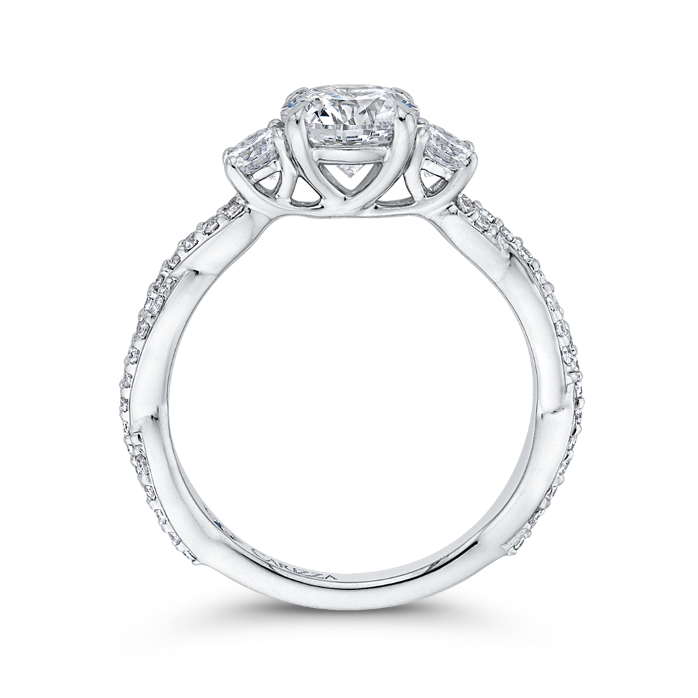 Split Shank Round Diamond Engagement Ring in 14K White Gold (Semi-Mount)