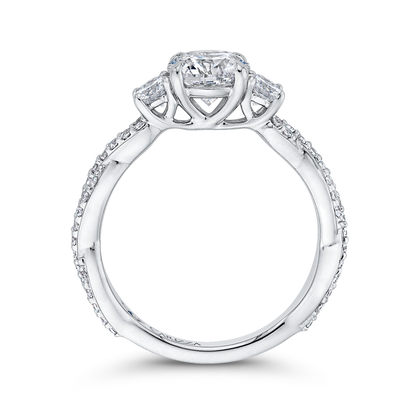 Split Shank Round Diamond Engagement Ring in 14K White Gold (Semi-Mount)