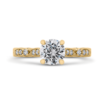 Round Diamond Vintage Engagement Ring in 14K Yellow Gold (Semi-Mount)