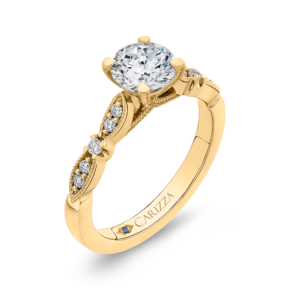 Round Diamond Vintage Engagement Ring in 14K Yellow Gold (Semi-Mount)