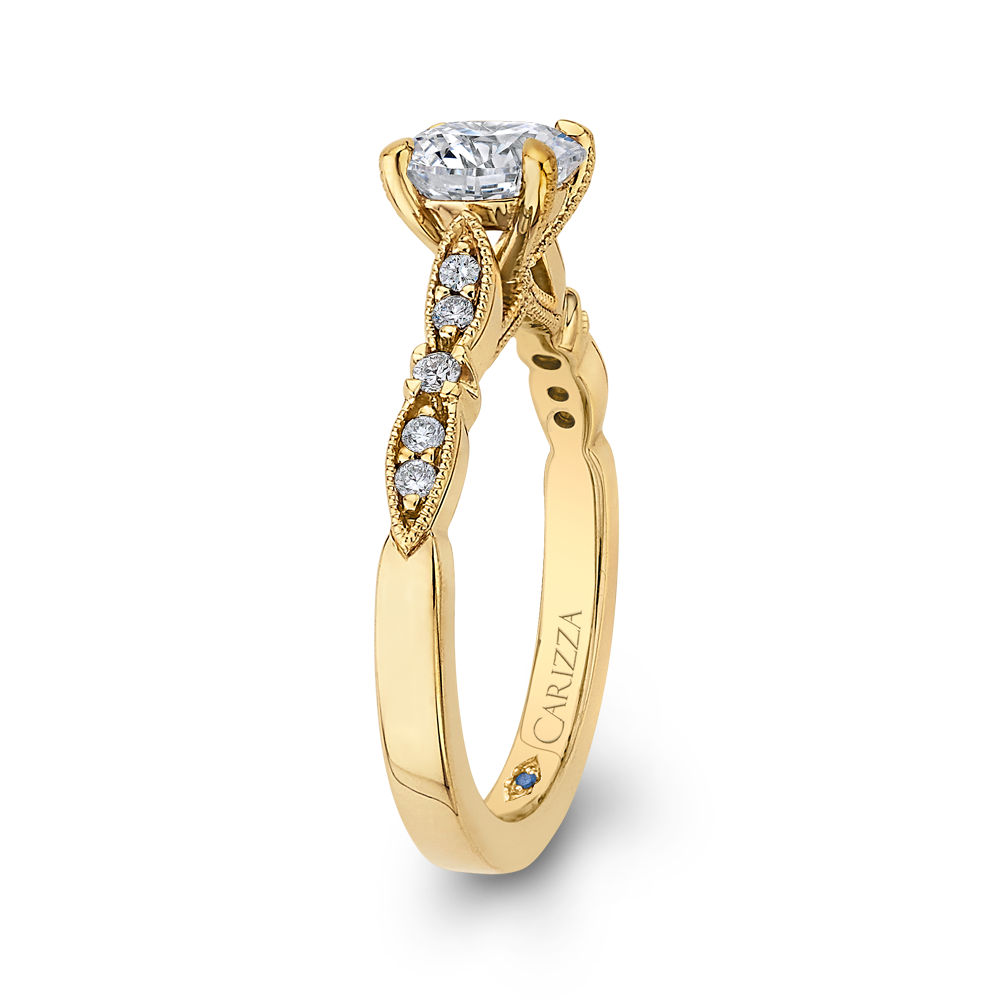 Round Diamond Vintage Engagement Ring in 14K Yellow Gold (Semi-Mount)