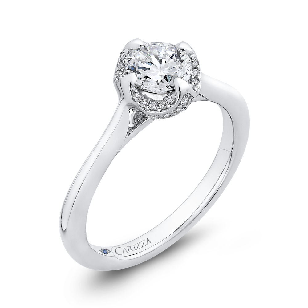 Round Diamond Classic Engagement Ring in 14K White Gold (Semi-Mount)