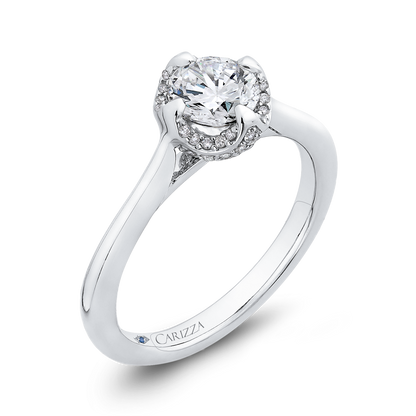 Round Diamond Classic Engagement Ring in 14K White Gold (Semi-Mount)