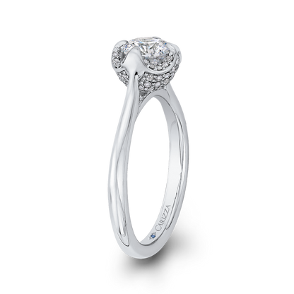 Round Diamond Classic Engagement Ring in 14K White Gold (Semi-Mount)