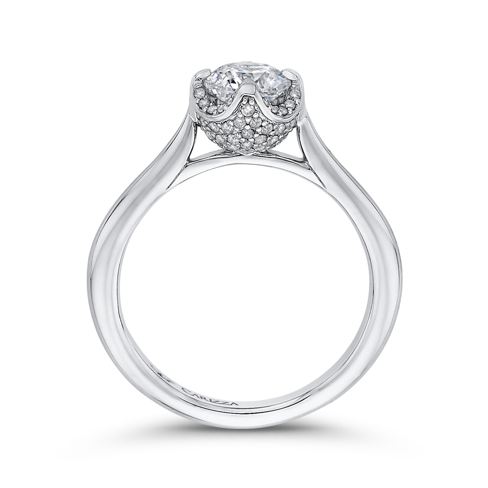 Round Diamond Classic Engagement Ring in 14K White Gold (Semi-Mount)