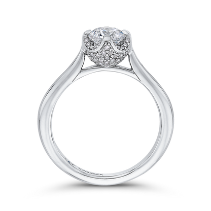 Round Diamond Classic Engagement Ring in 14K White Gold (Semi-Mount)