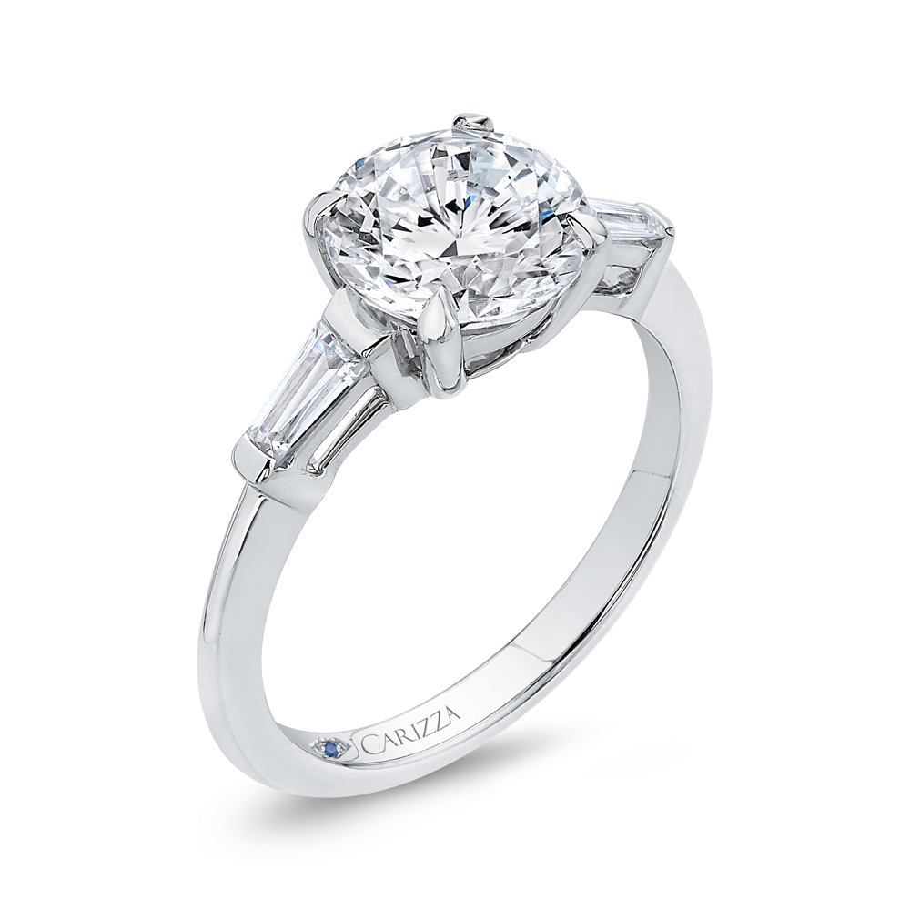 14K White Gold Round Diamond Classic Engagement Ring (Semi-Mount)
