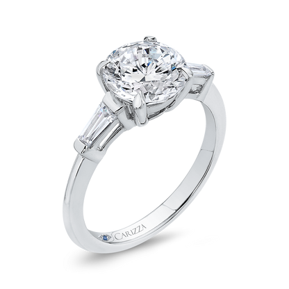 14K White Gold Round Diamond Classic Engagement Ring (Semi-Mount)