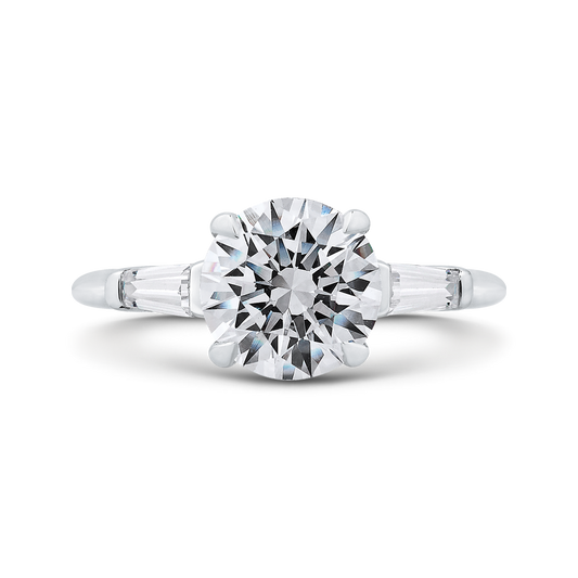 14K White Gold Round Diamond Classic Engagement Ring (Semi-Mount)