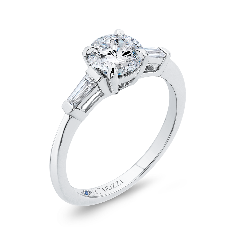 Round Diamond Classic Engagement Ring in 14K White Gold (Semi-Mount)