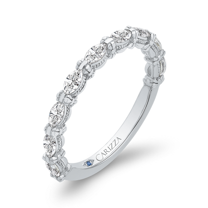 Marquise Cut Diamond Wedding Band in 14K White Gold