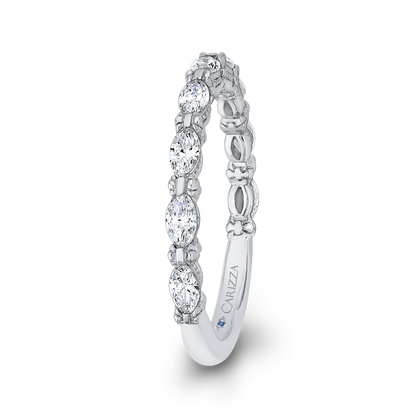 Marquise Cut Diamond Wedding Band in 14K White Gold