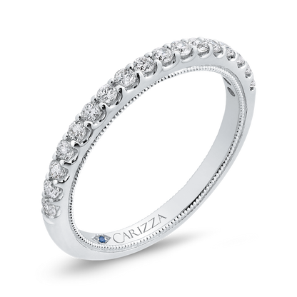 Round Diamond Half-Eternity Wedding Band in 14K White Gold