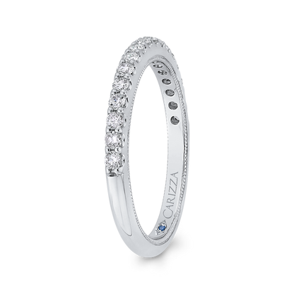 Round Diamond Half-Eternity Wedding Band in 14K White Gold