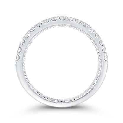 Round Diamond Half-Eternity Wedding Band in 14K White Gold