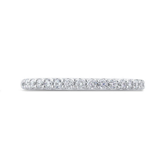 Round Diamond Half-Eternity Wedding Band in 14K White Gold