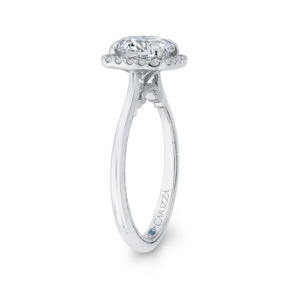 Round Diamond Halo Engagement Ring in 14K White Gold (Semi-Mount)