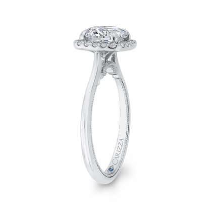 Round Diamond Halo Engagement Ring in 14K White Gold (Semi-Mount)