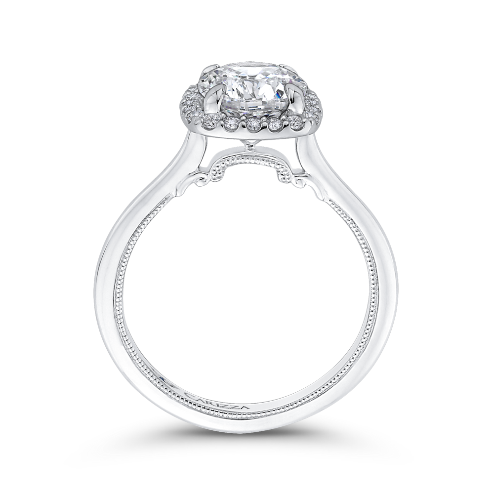 Round Diamond Halo Engagement Ring in 14K White Gold (Semi-Mount)