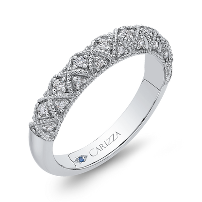 Round Diamond Half-Eternity Wedding Band in 14K White Gold