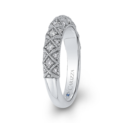 Round Diamond Half-Eternity Wedding Band in 14K White Gold