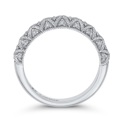 Round Diamond Half-Eternity Wedding Band in 14K White Gold